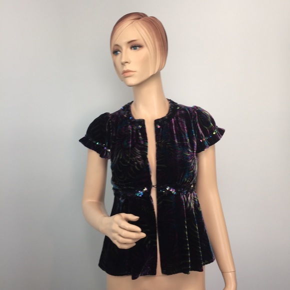 Nanette Lepore Sweaters - 5/$20🟪 Nanette Lepore Velvet Sequin Cardigan 0